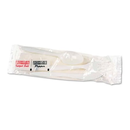 BOARDWALK Boardwalk® BWK6KITMW, Wrapped Cutlery Kit, Plastic, White, 250/Carton FK-FSKW-NSP-LAG